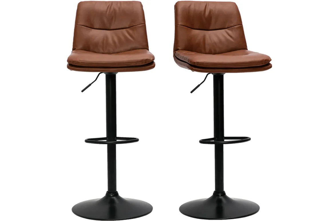 Outlet Miliboo Set de 2 taburetes de cocina ajustables de poliuretano negro y metal negro HASTA