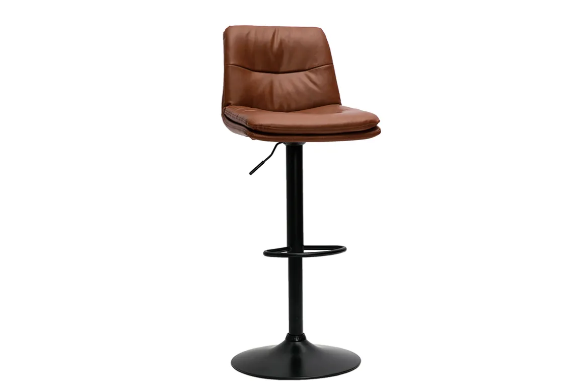 Outlet Miliboo Set de 2 taburetes de cocina ajustables de poliuretano negro y metal negro HASTA