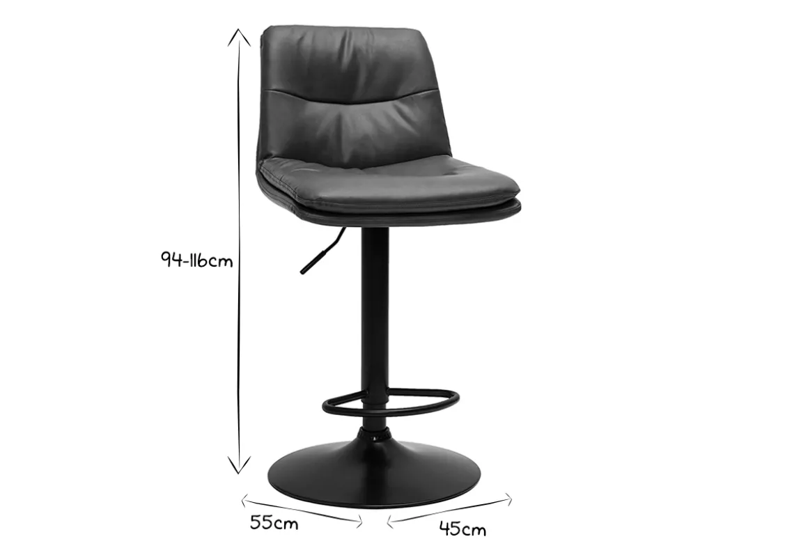Outlet Miliboo Set de 2 taburetes de cocina ajustables de poliuretano negro y metal negro HASTA