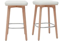 Outlet Miliboo Set de 2 taburetes de cocina blancos y de madera clara 65 cm GRAMMA