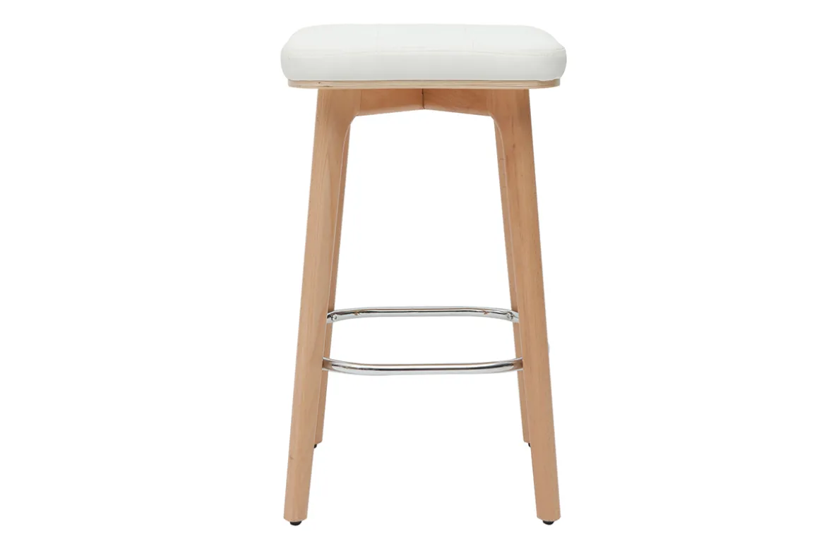 Outlet Miliboo Set de 2 taburetes de cocina blancos y de madera clara 65 cm GRAMMA
