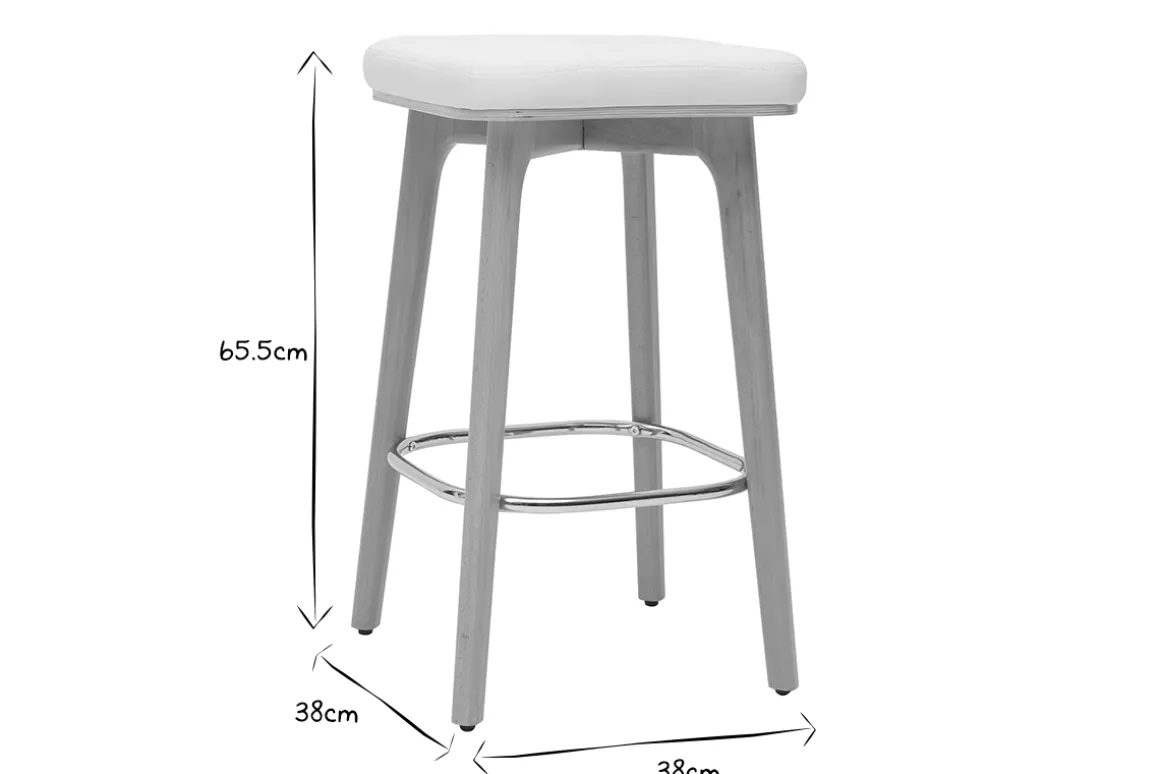 Outlet Miliboo Set de 2 taburetes de cocina blancos y de madera clara 65 cm GRAMMA
