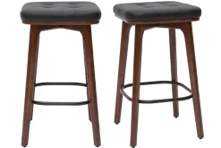 Best Miliboo Set de 2 taburetes de cocina vintage negros de madera oscura 65 cm GRAMMA