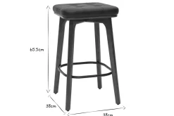 Best Miliboo Set de 2 taburetes de cocina vintage negros de madera oscura 65 cm GRAMMA