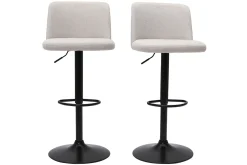 Store Miliboo Set de 2 taburetes de cocina regulables de tejido efecto aterciopelado beige y metal negro MONTI