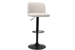 Store Miliboo Set de 2 taburetes de cocina regulables de tejido efecto aterciopelado beige y metal negro MONTI