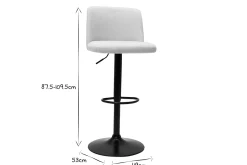 Store Miliboo Set de 2 taburetes de cocina regulables de tejido efecto aterciopelado beige y metal negro MONTI