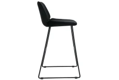 Fashion Miliboo Set de 2 taburetes de cocina fijos de terciopelo negro con patas de metal negro 65 cm KAOLY