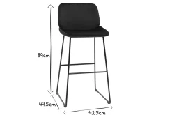 Fashion Miliboo Set de 2 taburetes de cocina fijos de terciopelo negro con patas de metal negro 65 cm KAOLY