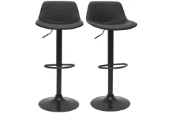Outlet Miliboo Set de 2 taburetes de cocina ajustables de poliuretano y metal negro NONIE