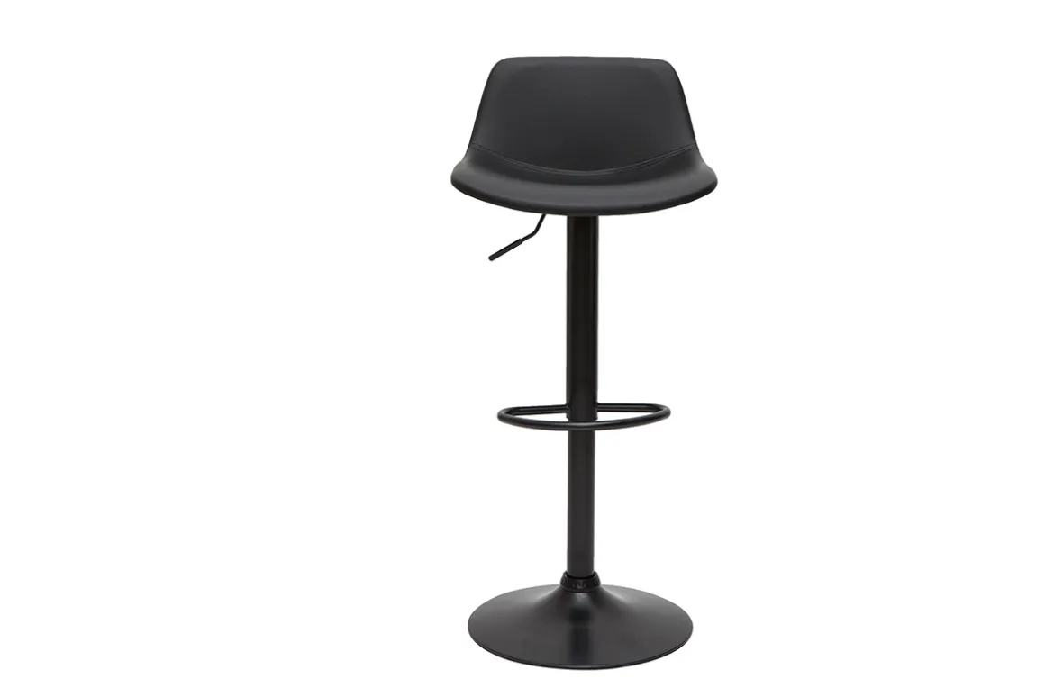 Outlet Miliboo Set de 2 taburetes de cocina ajustables de poliuretano y metal negro NONIE
