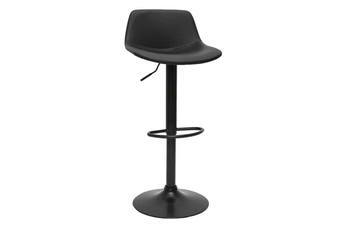 Outlet Miliboo Set de 2 taburetes de cocina ajustables de poliuretano y metal negro NONIE