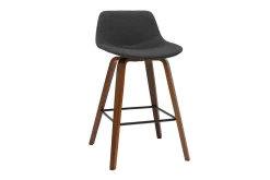 Online Miliboo Set de 2 taburetes de cocina de diseño gris oscuro y nogal 65 cm NONIE