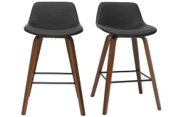 Flash Sale Miliboo Set de 2 taburetes de cocina de diseño negro y nogal 65 cm NONIE