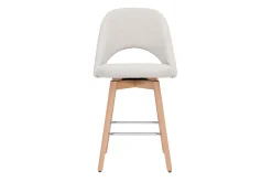Best Miliboo Set de 2 taburetes de cocina nórdicos de tela efecto aterciopelado texturizado beige y madera de caucho maciza 65 cm COSETTE