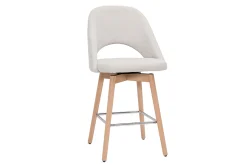Best Miliboo Set de 2 taburetes de cocina nórdicos de tela efecto aterciopelado texturizado beige y madera de caucho maciza 65 cm COSETTE