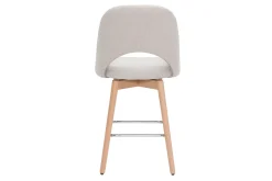 Best Miliboo Set de 2 taburetes de cocina nórdicos de tela efecto aterciopelado texturizado beige y madera de caucho maciza 65 cm COSETTE