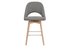 Best Sale Miliboo Set de 2 taburetes de cocina nórdicos de tela efecto aterciopelado texturizado gris y madera de caucho maciza 65 cm COSETTE