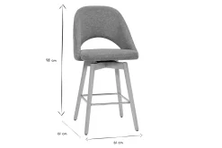 Best Sale Miliboo Set de 2 taburetes de cocina nórdicos de tela efecto aterciopelado texturizado gris y madera de caucho maciza 65 cm COSETTE