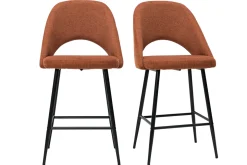 Discount Miliboo Set de 2 taburetes de cocina efecto aterciopelado texturizado terracota 65 cm COSETTE