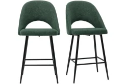Fashion Miliboo Set de 2 taburetes de cocina efecto aterciopelado texturizado verde 65 cm COSETTE