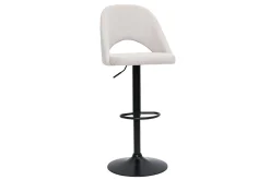 New Miliboo Set de 2 taburetes de cocina regulables de tejido efecto aterciopelado texturizado beige y metal negro COSETTE