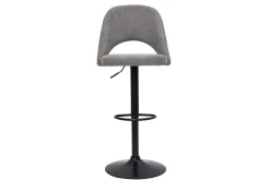 Shop Miliboo Set de 2 taburetes de cocina regulables de tejido efecto aterciopelado texturizado gris y metal negro COSETTE