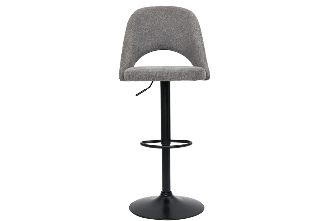 Shop Miliboo Set de 2 taburetes de cocina regulables de tejido efecto aterciopelado texturizado gris y metal negro COSETTE