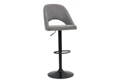 Shop Miliboo Set de 2 taburetes de cocina regulables de tejido efecto aterciopelado texturizado gris y metal negro COSETTE