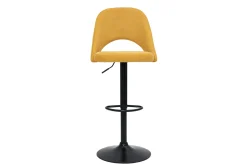 Best Miliboo Set de 2 taburetes de cocina regulables de tejido efecto aterciopelado texturizado amarillo y metal negro COSETTE