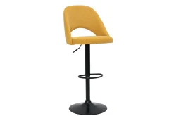 Best Miliboo Set de 2 taburetes de cocina regulables de tejido efecto aterciopelado texturizado amarillo y metal negro COSETTE