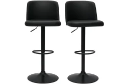 Best Miliboo Set de 2 taburetes de cocina ajustables de poliuretano negro y metal negro MONTI