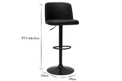 Best Miliboo Set de 2 taburetes de cocina ajustables de poliuretano negro y metal negro MONTI