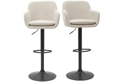 Clearance Miliboo Set de 2 taburetes de cocina regulables de tejido efecto aterciopelado beige y metal AMIKA