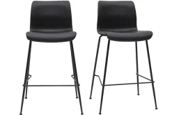 Flash Sale Miliboo Set de 2 taburetes de cocina fijos negro envejecido y metal negro 65 cm HAROLD
