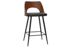 Sale Miliboo Set de 2 taburetes de cocina de diseño negro y nogal 66,5 cm FALCOM