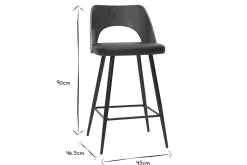 Sale Miliboo Set de 2 taburetes de cocina de diseño negro y nogal 66,5 cm FALCOM