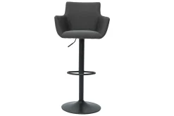 Fashion Miliboo Set de 2 taburetes de cocina ajustables de tela gris antracita y metal negro CARLIE