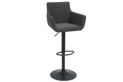 Fashion Miliboo Set de 2 taburetes de cocina ajustables de tela gris antracita y metal negro CARLIE