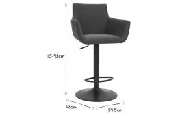 Fashion Miliboo Set de 2 taburetes de cocina ajustables de tela gris antracita y metal negro CARLIE