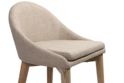 Outlet Miliboo Set de 2 taburetes de cocina nórdicos de tela beige y fresno macizo 66 cm DALIA