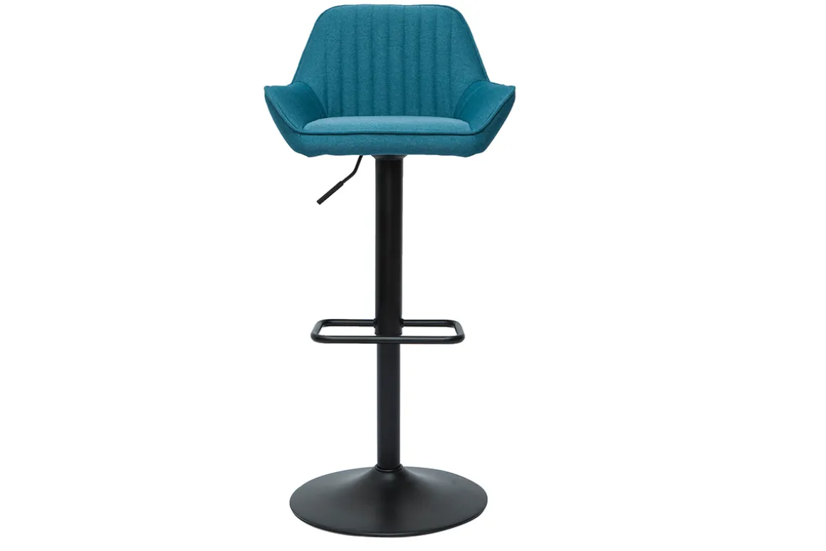 Best Sale Miliboo Set de 2 taburetes de cocina ajustables de diseño de tejido azul petróleo RONNIE