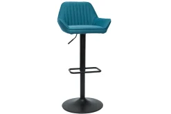 Best Sale Miliboo Set de 2 taburetes de cocina ajustables de diseño de tejido azul petróleo RONNIE