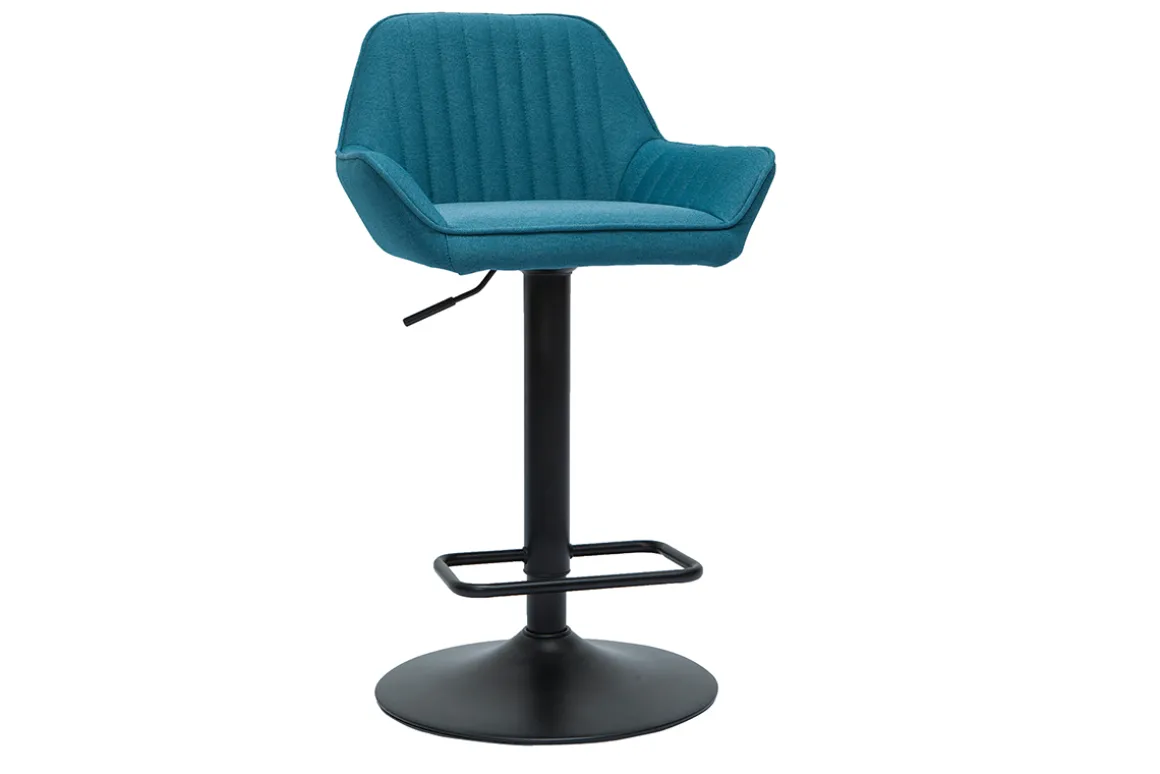Best Sale Miliboo Set de 2 taburetes de cocina ajustables de diseño de tejido azul petróleo RONNIE