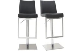 New Miliboo Set de 2 taburetes de cocina regulables negros con acero cromado KYLE