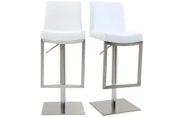 Outlet Miliboo Set de 2 taburetes de cocina regulables blancos con acero cromado KYLE