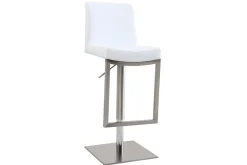 Outlet Miliboo Set de 2 taburetes de cocina regulables blancos con acero cromado KYLE