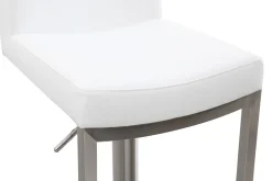 Outlet Miliboo Set de 2 taburetes de cocina regulables blancos con acero cromado KYLE