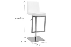 Outlet Miliboo Set de 2 taburetes de cocina regulables blancos con acero cromado KYLE