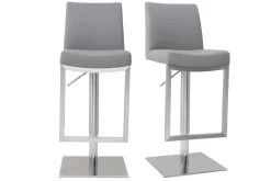 Discount Miliboo Set de 2 taburetes de cocina regulables grises con acero cromado KYLE